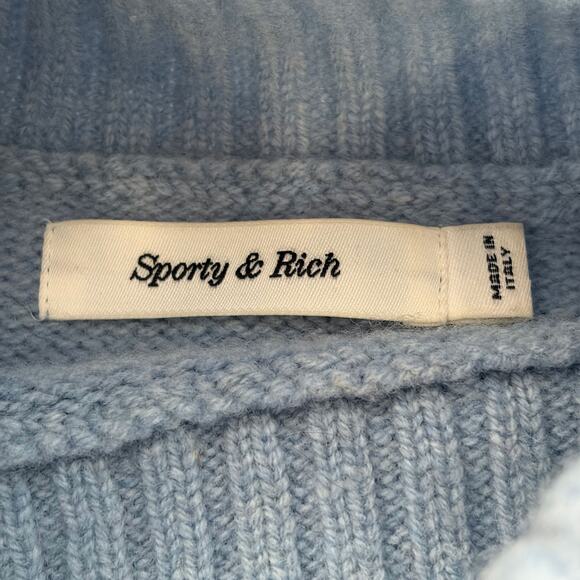 SPORTY & RICH SRC 100% Wool Turtleneck Sweater in Light Blue Size S - Picture 12 of 14